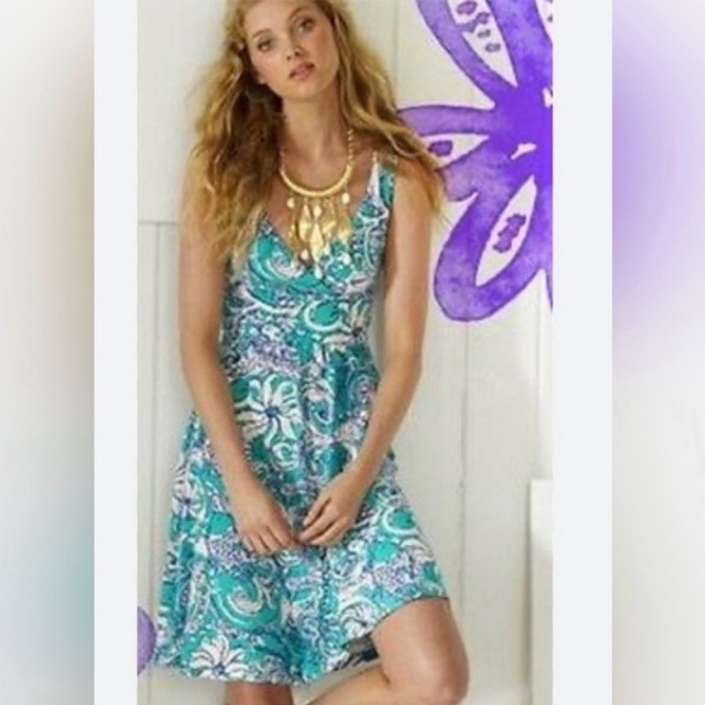 LILLY PULITZER SHIANNE MONTAUK JERSEY DRESS - SEAFOAM GREEN Large